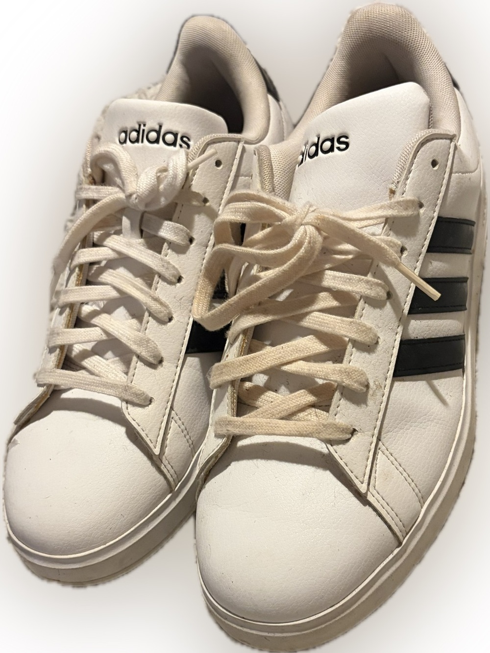 adidas White Sneakers with Black Stripes